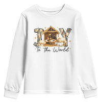African American Christmas Nativity Scene Youth Sweatshirt Joy To The World Afro Black Jesus - Wonder Print Shop