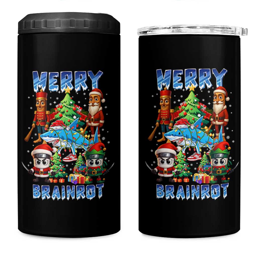 Funny Italian Brainrot Meme Christmas 4 in 1 Can Cooler Tumbler Merry Brainrot Xmas Gen Alpha - Wonder Print Shop