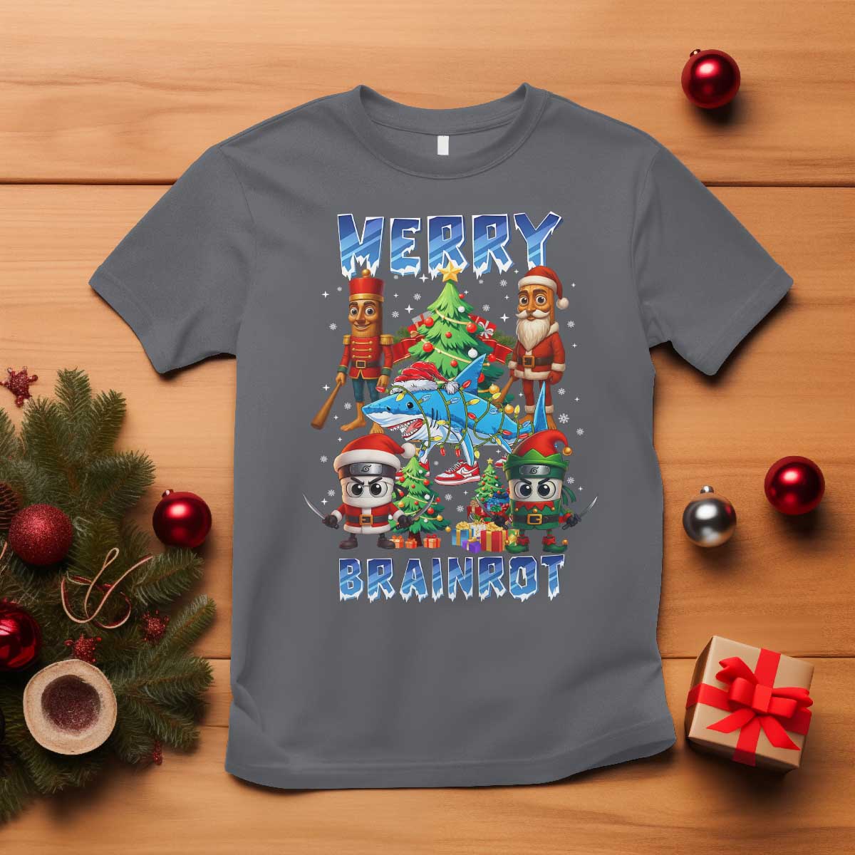 Funny Italian Brainrot Meme Christmas T Shirt Merry Brainrot Xmas Gen Alpha - Wonder Print Shop