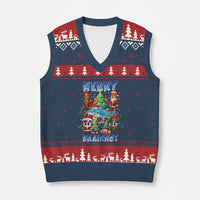 Funny Italian Brainrot Meme Xmas V-Neck Knit Sweater Vest Merry Brainrot Xmas Gen Alpha - Wonder Print Shop