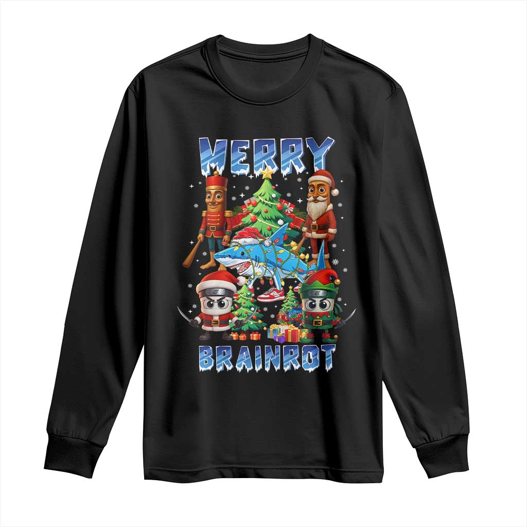 Funny Italian Brainrot Meme Christmas Long Sleeve Shirt Merry Brainrot Xmas Gen Alpha - Wonder Print Shop