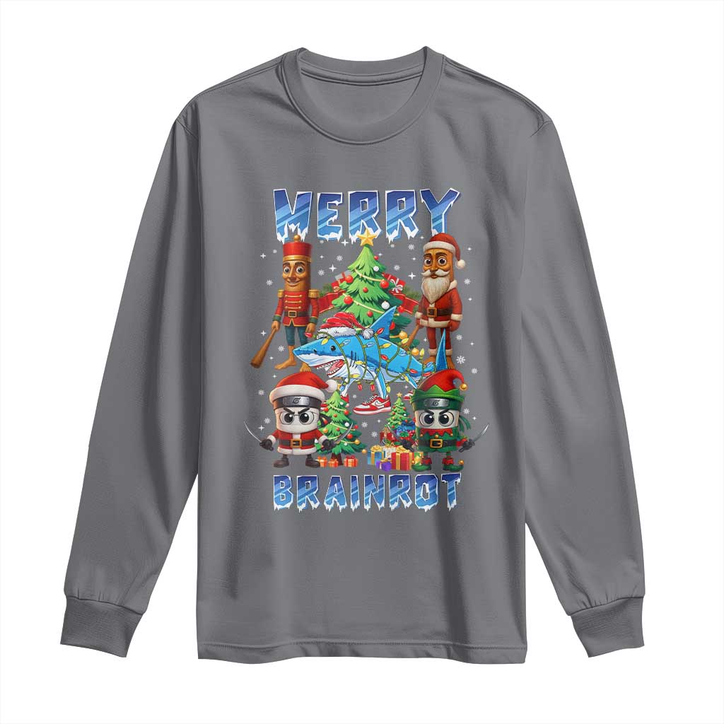 Funny Italian Brainrot Meme Christmas Long Sleeve Shirt Merry Brainrot Xmas Gen Alpha - Wonder Print Shop