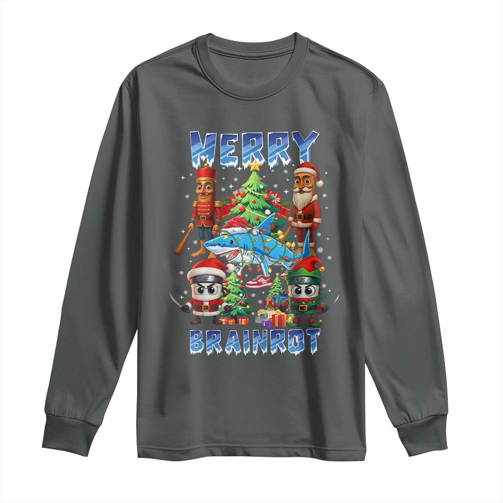 Funny Italian Brainrot Meme Christmas Long Sleeve Shirt Merry Brainrot Xmas Gen Alpha - Wonder Print Shop