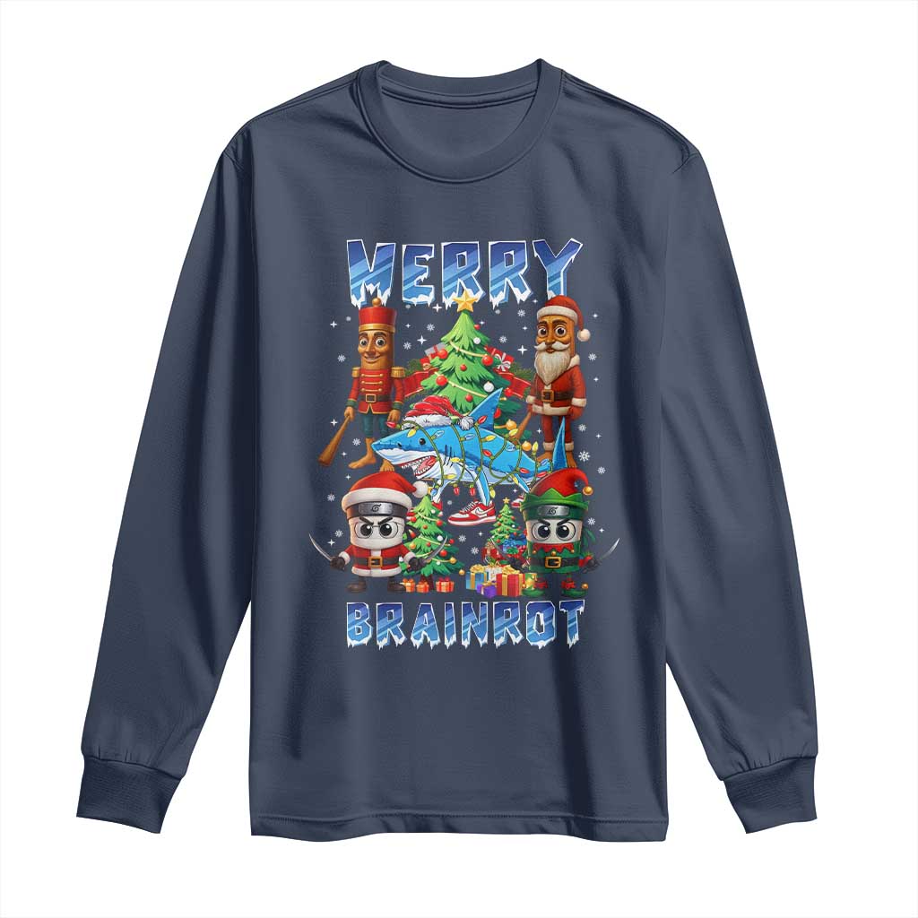 Funny Italian Brainrot Meme Christmas Long Sleeve Shirt Merry Brainrot Xmas Gen Alpha - Wonder Print Shop