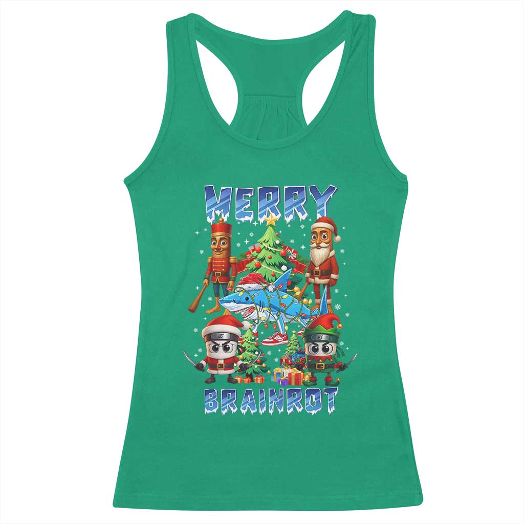 Funny Italian Brainrot Meme Christmas Racerback Tank Top Merry Brainrot Xmas Gen Alpha - Wonder Print Shop