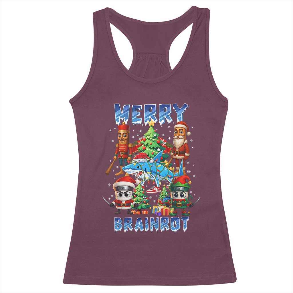 Funny Italian Brainrot Meme Christmas Racerback Tank Top Merry Brainrot Xmas Gen Alpha - Wonder Print Shop