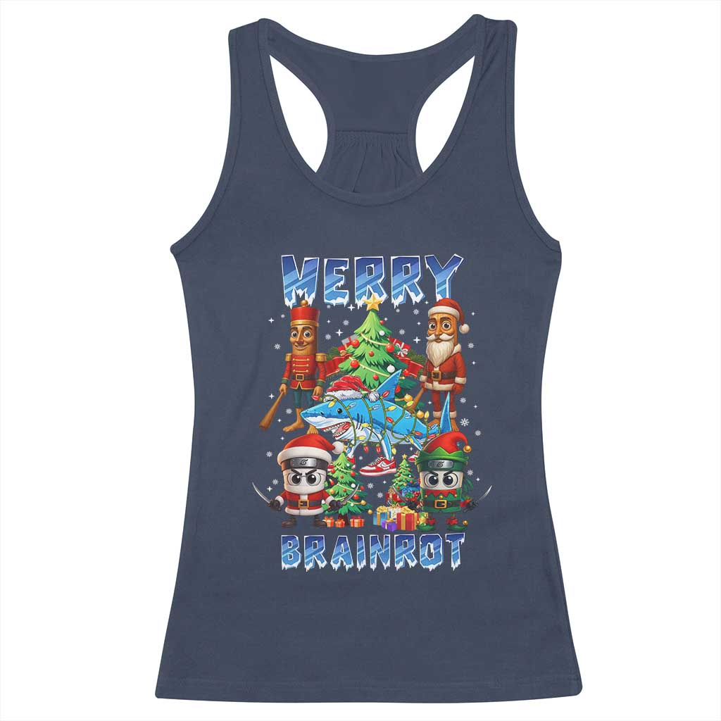 Funny Italian Brainrot Meme Christmas Racerback Tank Top Merry Brainrot Xmas Gen Alpha - Wonder Print Shop