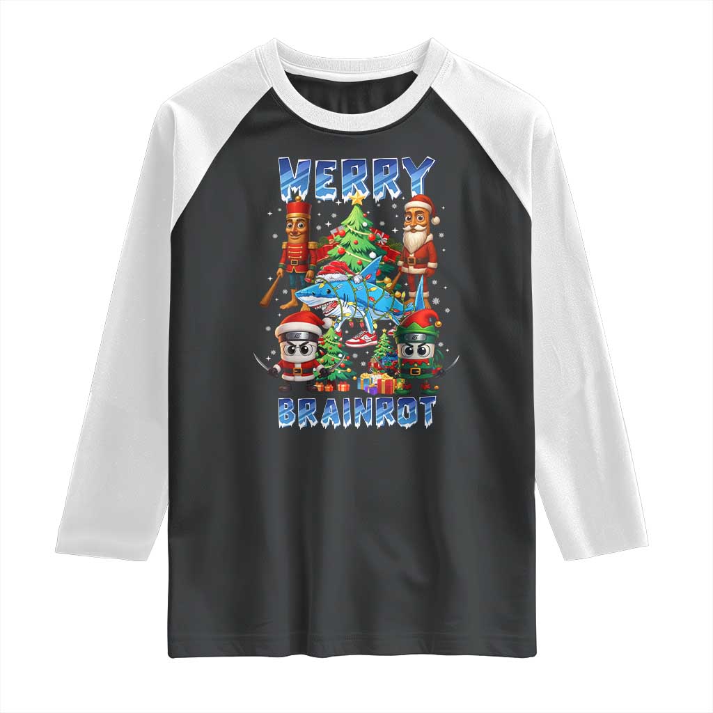 Funny Italian Brainrot Meme Christmas Raglan Shirt Merry Brainrot Xmas Gen Alpha - Wonder Print Shop
