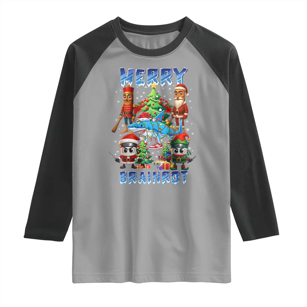 Funny Italian Brainrot Meme Christmas Raglan Shirt Merry Brainrot Xmas Gen Alpha - Wonder Print Shop