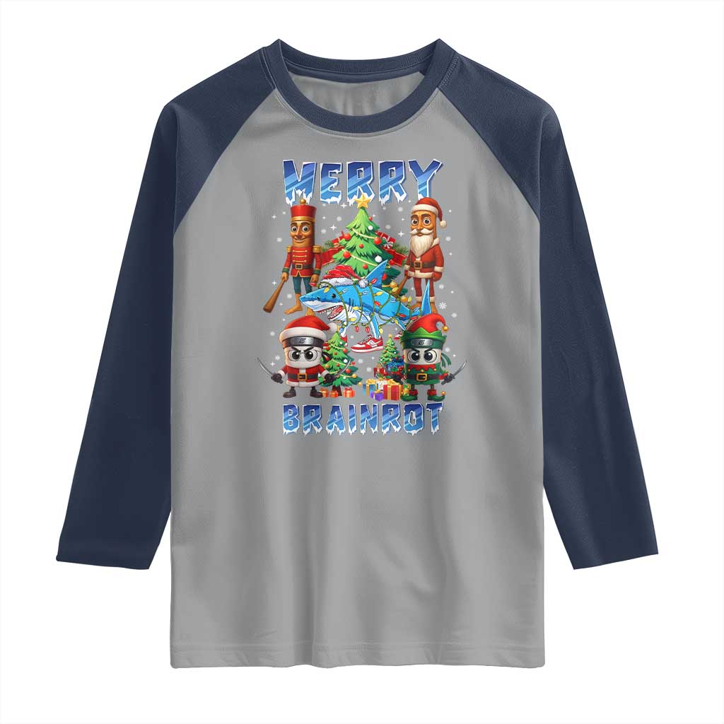 Funny Italian Brainrot Meme Christmas Raglan Shirt Merry Brainrot Xmas Gen Alpha - Wonder Print Shop