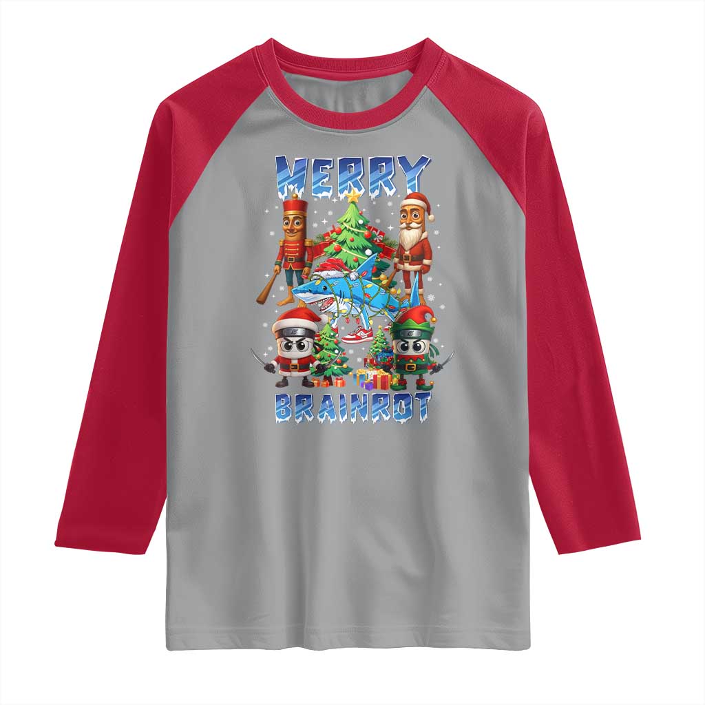 Funny Italian Brainrot Meme Christmas Raglan Shirt Merry Brainrot Xmas Gen Alpha - Wonder Print Shop