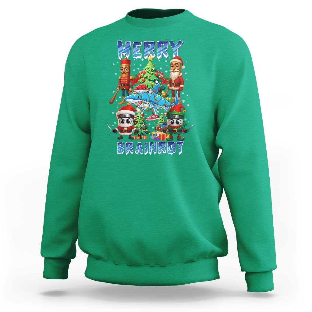 Funny Italian Brainrot Meme Christmas Sweatshirt Merry Brainrot Xmas Gen Alpha - Wonder Print Shop