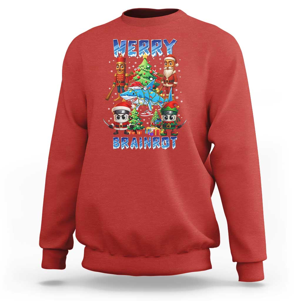 Funny Italian Brainrot Meme Christmas Sweatshirt Merry Brainrot Xmas Gen Alpha - Wonder Print Shop