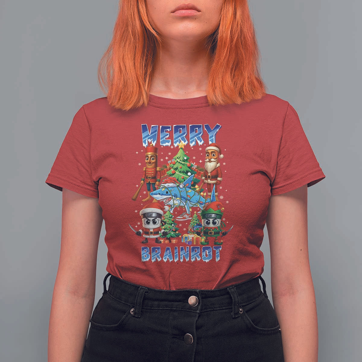Funny Italian Brainrot Meme Christmas T Shirt For Women Merry Brainrot Xmas Gen Alpha - Wonder Print Shop