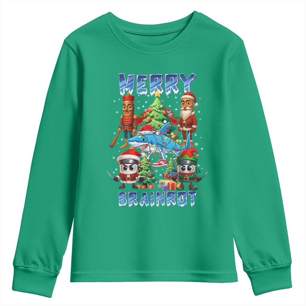 Funny Italian Brainrot Meme Christmas Youth Sweatshirt Merry Brainrot Xmas Gen Alpha - Wonder Print Shop