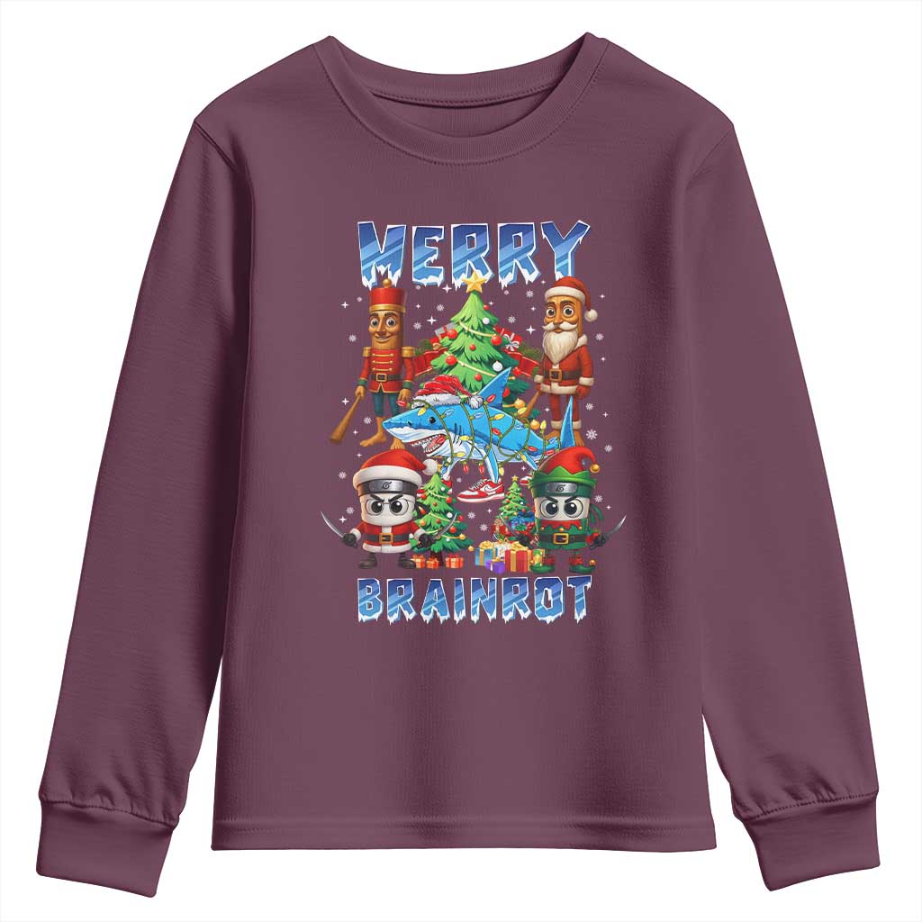 Funny Italian Brainrot Meme Christmas Youth Sweatshirt Merry Brainrot Xmas Gen Alpha - Wonder Print Shop