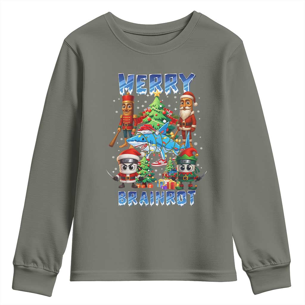 Funny Italian Brainrot Meme Christmas Youth Sweatshirt Merry Brainrot Xmas Gen Alpha - Wonder Print Shop