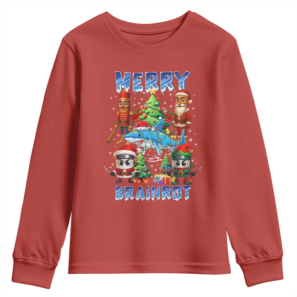 Funny Italian Brainrot Meme Christmas Youth Sweatshirt Merry Brainrot Xmas Gen Alpha - Wonder Print Shop