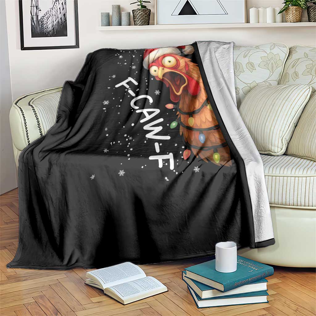 Funny F Caw F Chicken Christmas Throw Blanket Xmas Rooster Meme Santa Hat - Wonder Print Shop