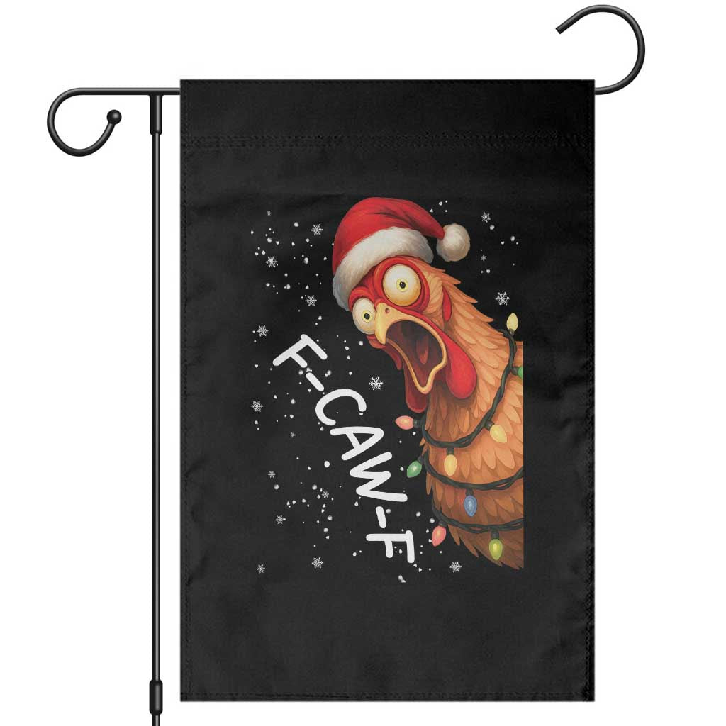 Funny F Caw F Chicken Christmas Garden Flag Xmas Rooster Meme Santa Hat - Wonder Print Shop