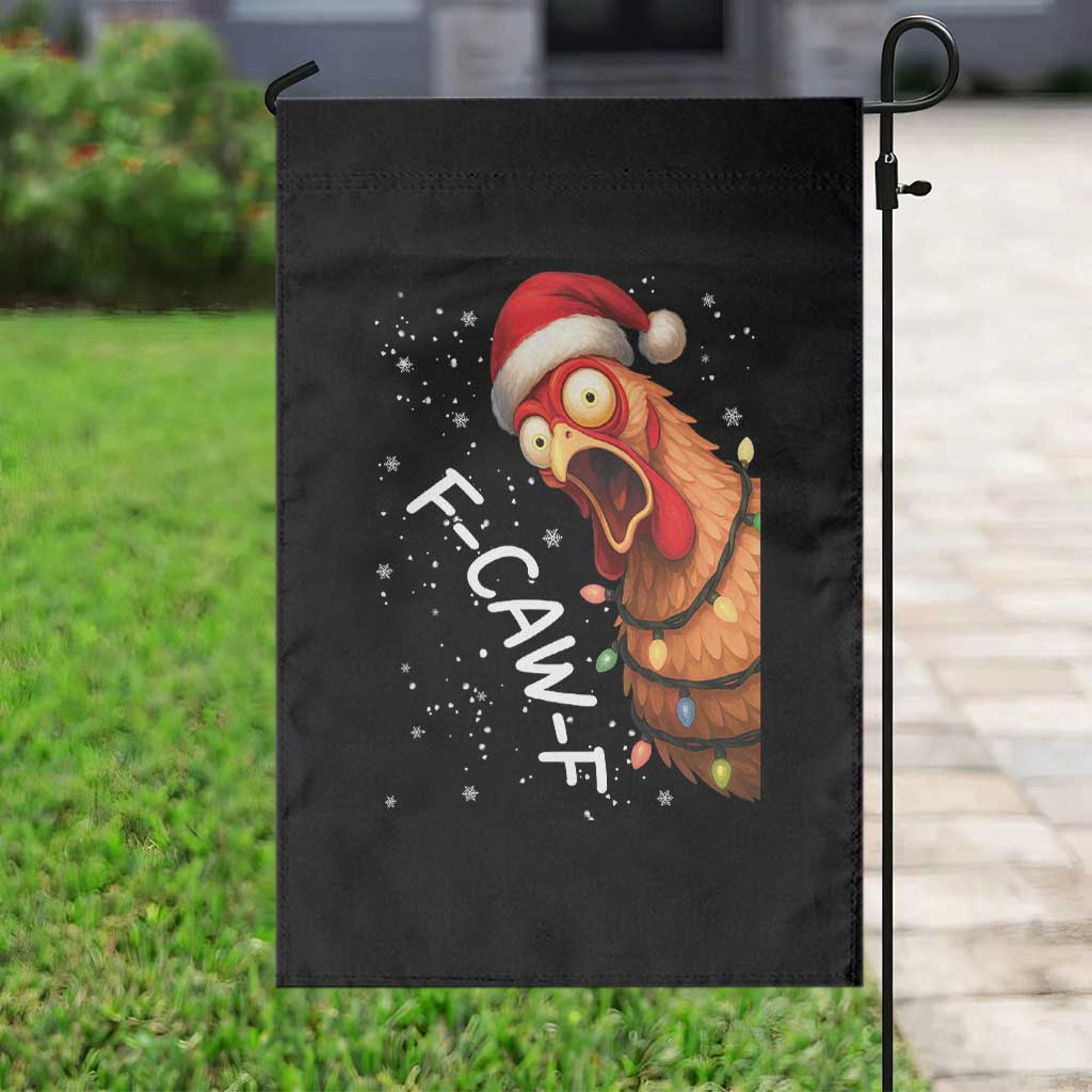Funny F Caw F Chicken Christmas Garden Flag Xmas Rooster Meme Santa Hat - Wonder Print Shop
