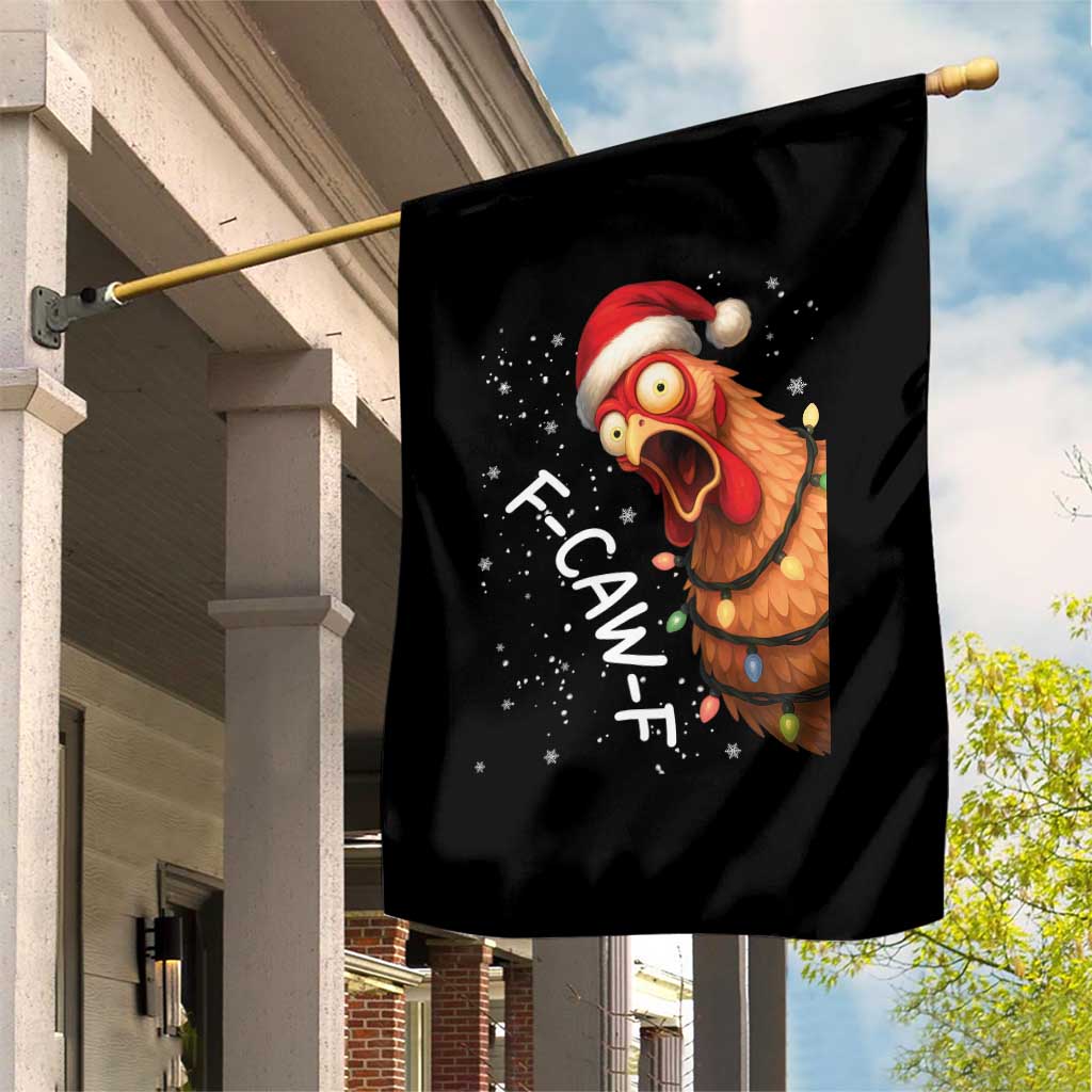 Funny F Caw F Chicken Christmas Garden Flag Xmas Rooster Meme Santa Hat - Wonder Print Shop