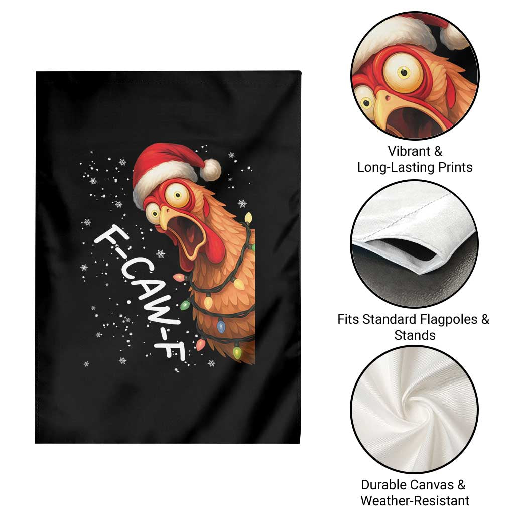 Funny F Caw F Chicken Christmas Garden Flag Xmas Rooster Meme Santa Hat - Wonder Print Shop