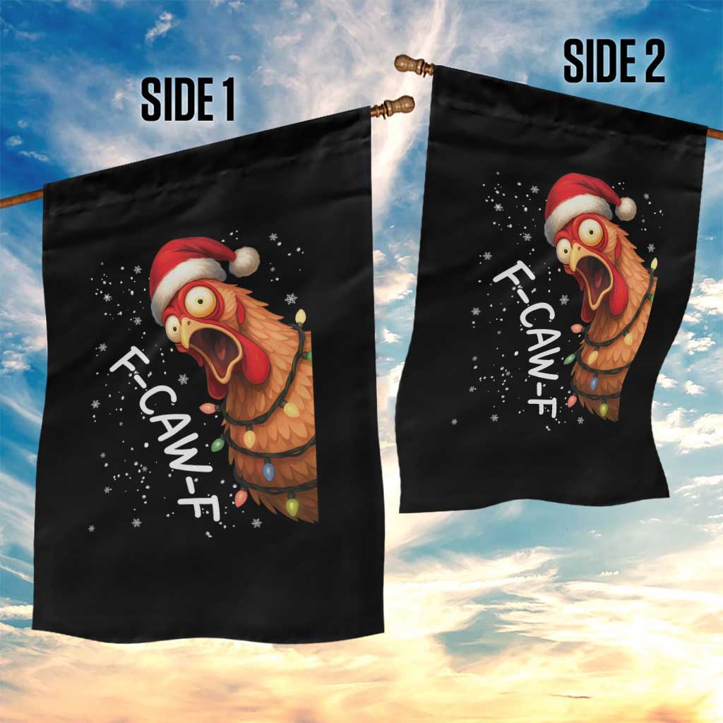 Funny F Caw F Chicken Christmas Garden Flag Xmas Rooster Meme Santa Hat - Wonder Print Shop