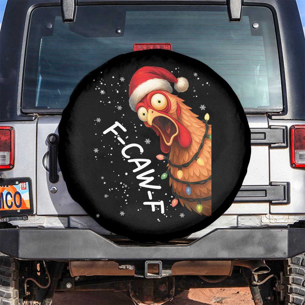 Funny F Caw F Chicken Christmas Spare Tire Cover Xmas Rooster Meme Santa Hat - Wonder Print Shop