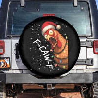 Funny F Caw F Chicken Christmas Spare Tire Cover Xmas Rooster Meme Santa Hat - Wonder Print Shop