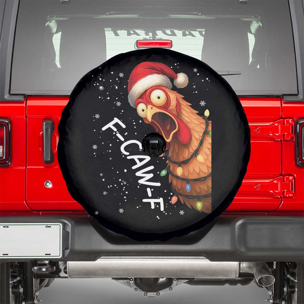 Funny F Caw F Chicken Christmas Spare Tire Cover Xmas Rooster Meme Santa Hat - Wonder Print Shop