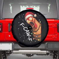 Funny F Caw F Chicken Christmas Spare Tire Cover Xmas Rooster Meme Santa Hat - Wonder Print Shop