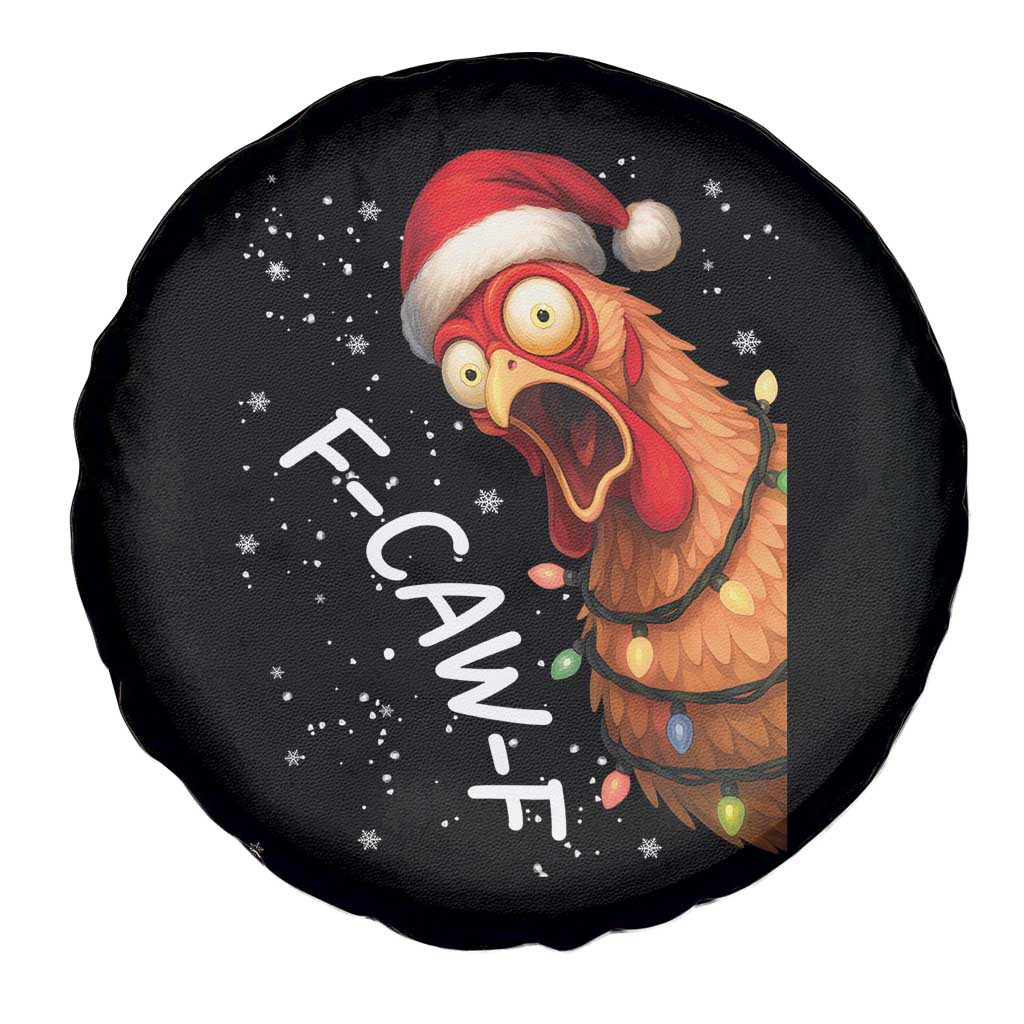 Funny F Caw F Chicken Christmas Spare Tire Cover Xmas Rooster Meme Santa Hat - Wonder Print Shop
