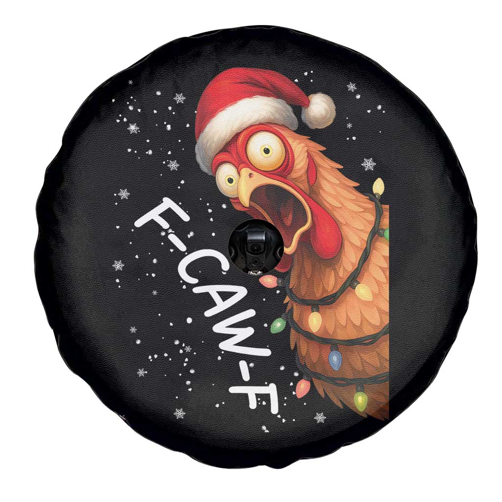 Funny F Caw F Chicken Christmas Spare Tire Cover Xmas Rooster Meme Santa Hat - Wonder Print Shop