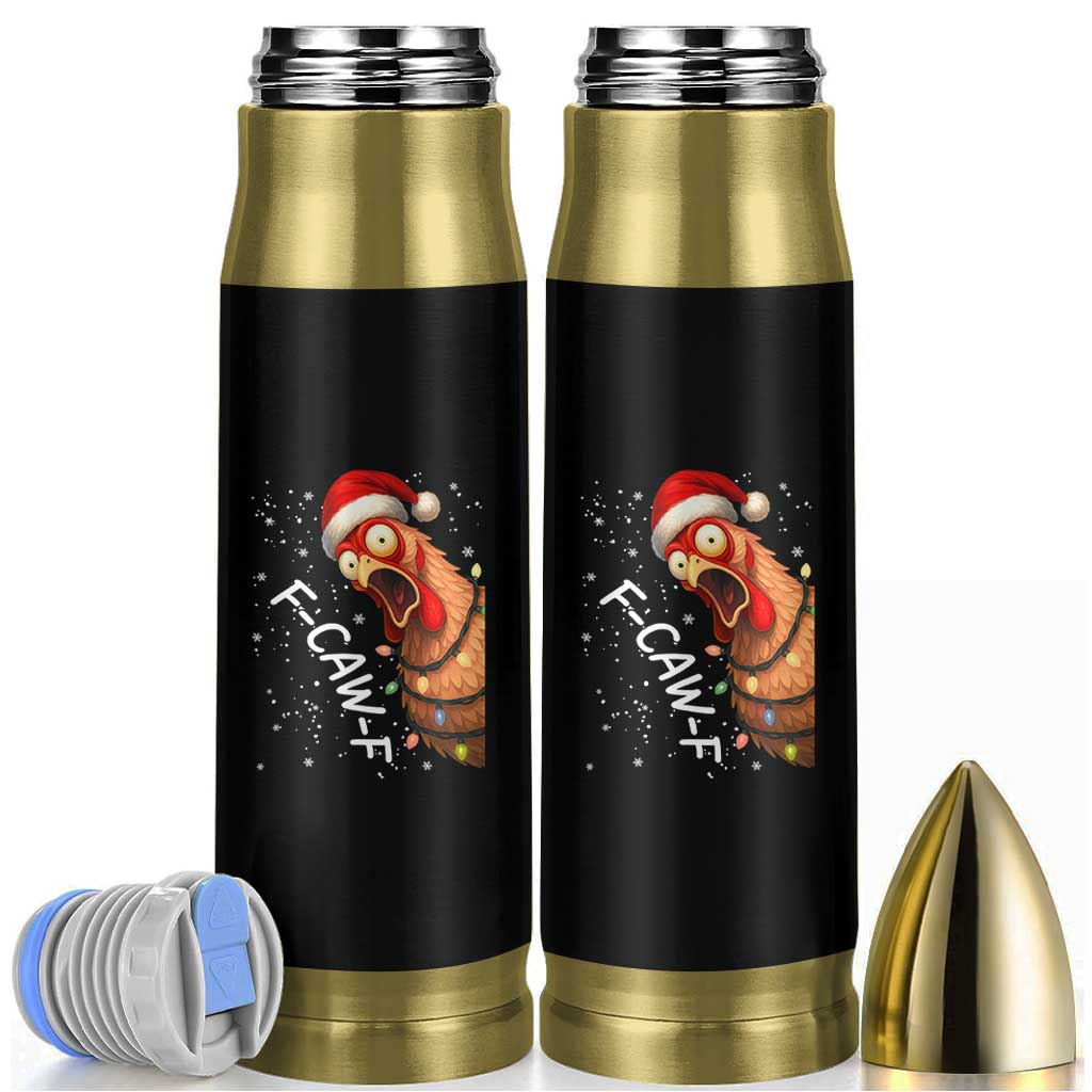 Funny F Caw F Chicken Christmas Bullet Tumbler Xmas Rooster Meme Santa Hat - Wonder Print Shop