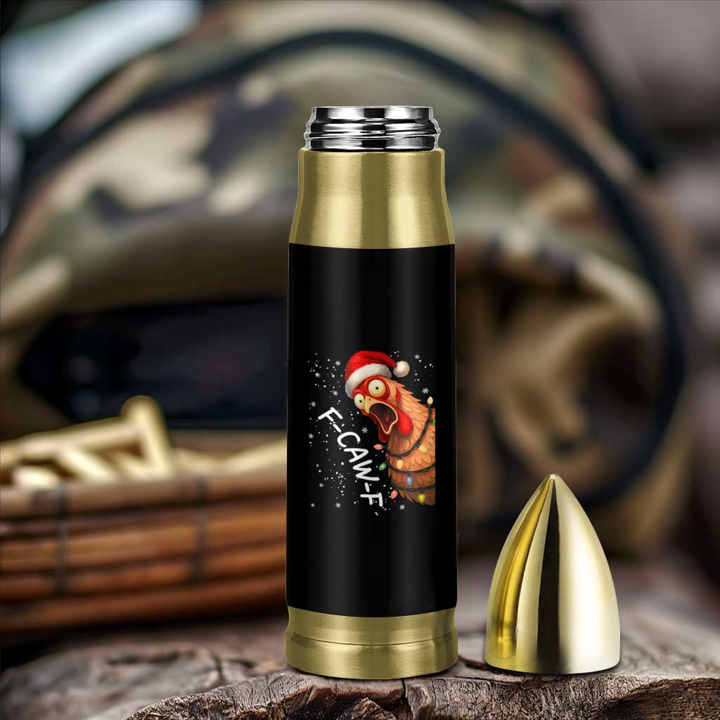 Funny F Caw F Chicken Christmas Bullet Tumbler Xmas Rooster Meme Santa Hat - Wonder Print Shop