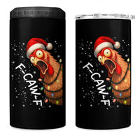 Funny F Caw F Chicken Christmas 4 in 1 Can Cooler Tumbler Xmas Rooster Meme Santa Hat - Wonder Print Shop