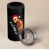 Funny F Caw F Chicken Christmas 4 in 1 Can Cooler Tumbler Xmas Rooster Meme Santa Hat - Wonder Print Shop