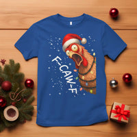Funny F Caw F Chicken Christmas T Shirt Xmas Rooster Meme Santa Hat - Wonder Print Shop