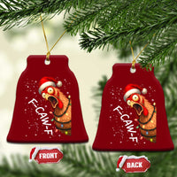 Funny F Caw F Chicken Christmas Ceramic Ornament Xmas Rooster Meme Santa Hat - Wonder Print Shop