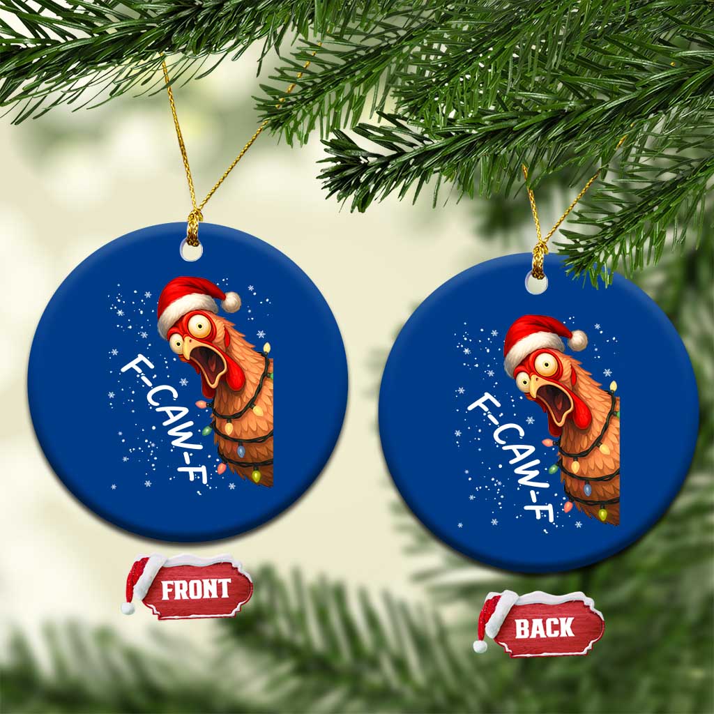 Funny F Caw F Chicken Christmas Ceramic Ornament Xmas Rooster Meme Santa Hat - Wonder Print Shop