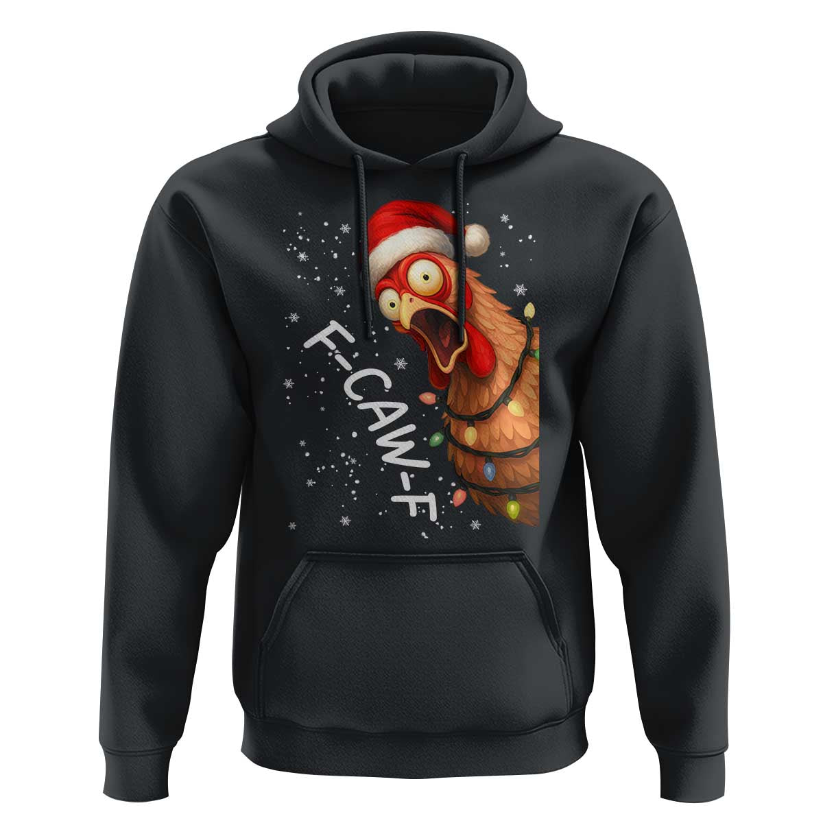 Funny F Caw F Chicken Christmas Hoodie Xmas Rooster Meme Santa Hat - Wonder Print Shop