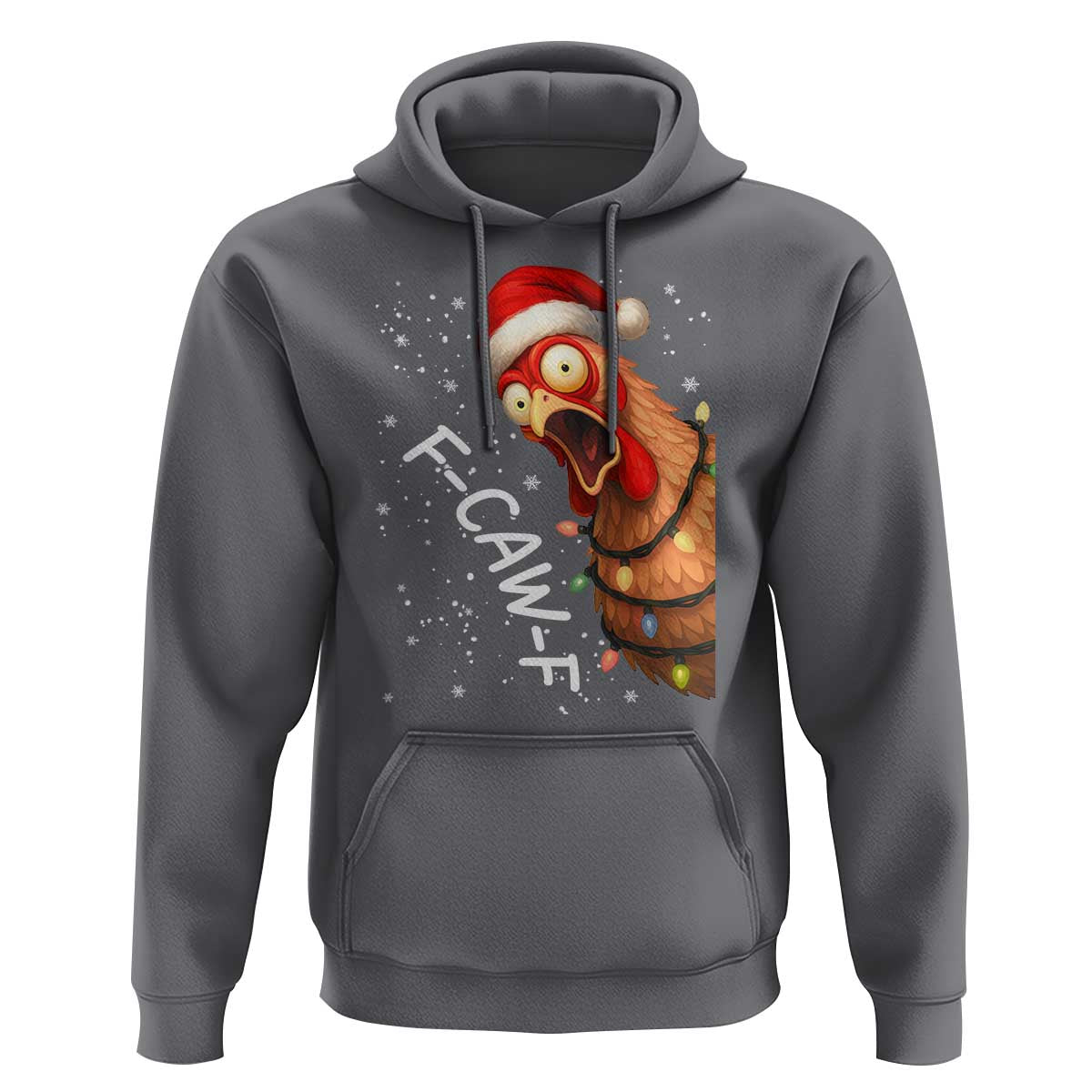 Funny F Caw F Chicken Christmas Hoodie Xmas Rooster Meme Santa Hat - Wonder Print Shop