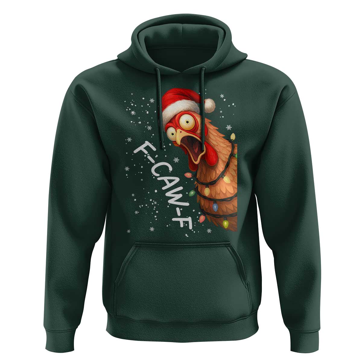 Funny F Caw F Chicken Christmas Hoodie Xmas Rooster Meme Santa Hat - Wonder Print Shop