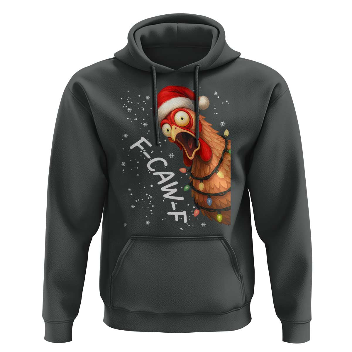 Funny F Caw F Chicken Christmas Hoodie Xmas Rooster Meme Santa Hat - Wonder Print Shop