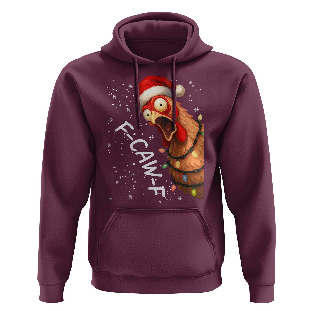 Funny F Caw F Chicken Christmas Hoodie Xmas Rooster Meme Santa Hat - Wonder Print Shop