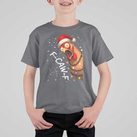 Funny F Caw F Chicken Christmas T Shirt For Kid Xmas Rooster Meme Santa Hat - Wonder Print Shop