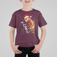 Funny F Caw F Chicken Christmas T Shirt For Kid Xmas Rooster Meme Santa Hat - Wonder Print Shop