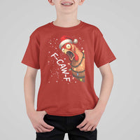 Funny F Caw F Chicken Christmas T Shirt For Kid Xmas Rooster Meme Santa Hat - Wonder Print Shop