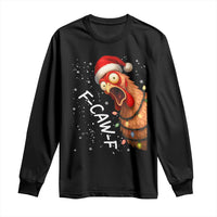 Funny F Caw F Chicken Christmas Long Sleeve Shirt Xmas Rooster Meme Santa Hat - Wonder Print Shop